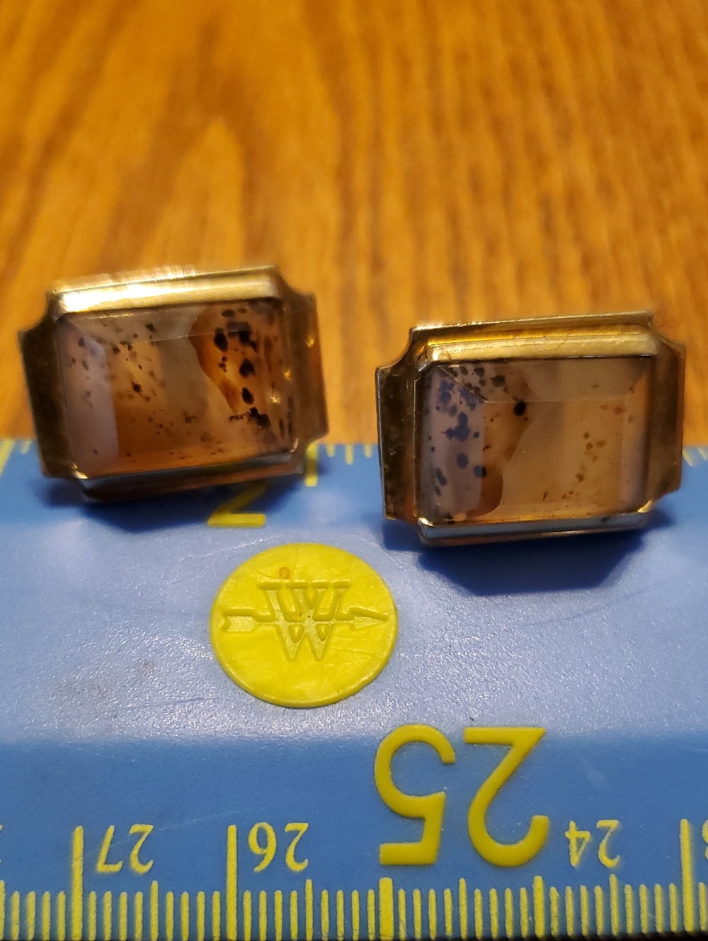 Vintage Handmade And Gold Agate Cufflinks